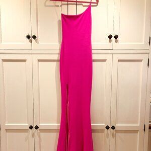Nookie Jasmine One shoulder Gown Neon Pink